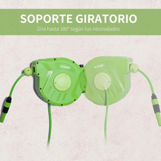 Carrete para Manguera Enrollable Carro de Manguera de Jardín 10m Roll-up Automático con Pistola de Pulverización [9]