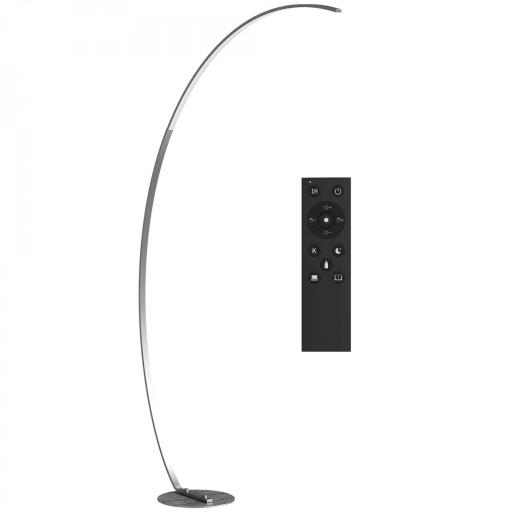 Lámpara de Pie Forma Arco con Brillo y Temperaturas de Color Ajustables 3000K-6500K Mando a Distancia Magnético Plata [9]