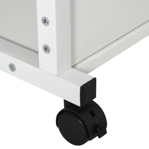 Mesa Auxiliar con Ruedas 80x40 cm Mesa para Sofá en Forma de C con Altura Ajustable 3 Niveles de 72-82 cm Marco de Metal para Salón Cocina Blanco [7]