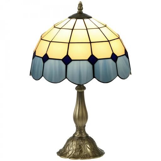 Lámpara de Mesa Estilo Clásico Hecha a Mano Lámpara de Noche de Vidrio para Dormitorio Salón Ø31x48 cm Azul [8]