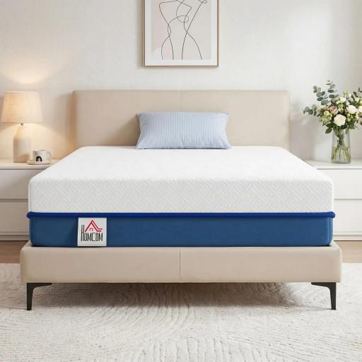Colchón 190x90 cm Grosor 20 cm Colchón Viscoelástico con Té Verde Firmeza Media Cama Refrescante con Espuma de Gel
