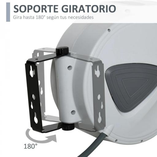 Carrete de Manguera de Aire Comprimido Automático de 10 m Conector de 1/4'' BSP Soporte para Pared Giratorio 180° Gris [1]