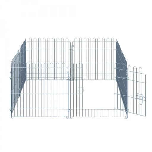 Vallas para Perros Plegables de 8 Piezas 63x60 cm con 1 Puerta y Marco de Acero para Jardín Patio Plata [7]
