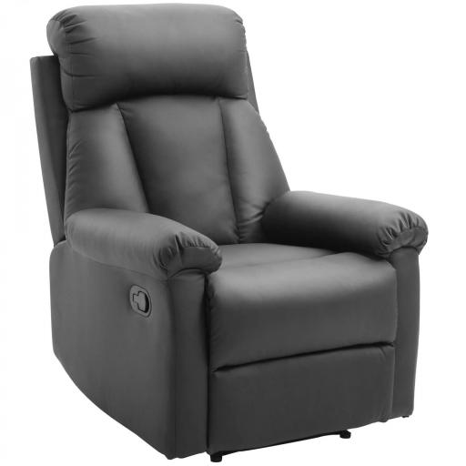Sillón Relax Reclinable hasta 150° Tapizado en PU Butaca de Salón con Reposapiés Retráctil Respaldo Alto Resposabrazos para Dormitorio 80x97x107 cm Negro [9]