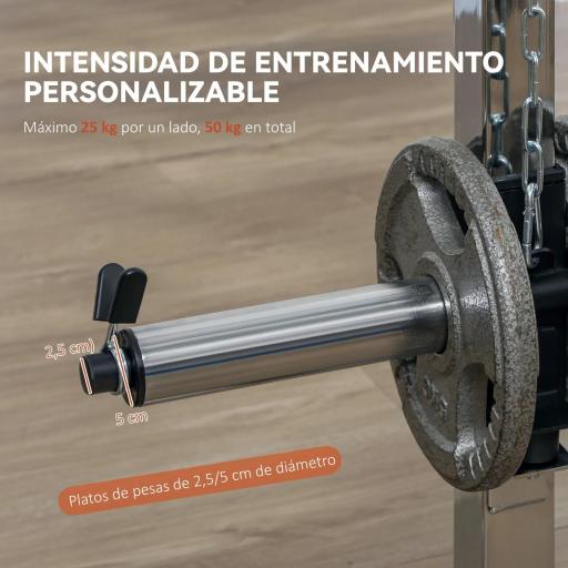 Máquina Multifunción de Musculación con Soporte para Sentadillas y Barra para Pesas para Entrenamiento Fitness Negro [5]