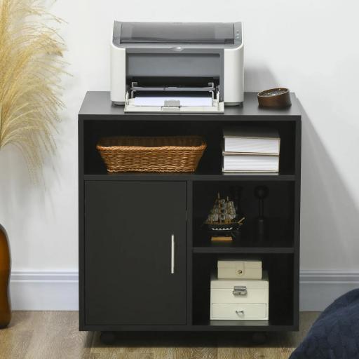Mueble con Ruedas Armario de Oficina Multifuncional con Estantes con Amplio Espacio de Almacenaje 60x50x65,5 cm Negro [3]
