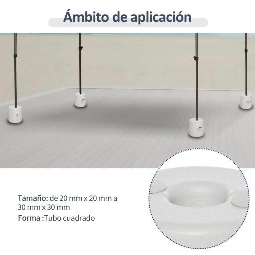 Pack de 4 Pesos para Carpas Plegables Soportes Rellenables con 9 kg de Agua Ø22/24x25 cm Blanco [3]