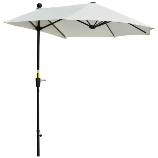 Parasol de Terraza 200x190x240 cm con Manivela Poste de Acero y Base Cruzada Anti-UV para Terraza Balcón Crema [10]