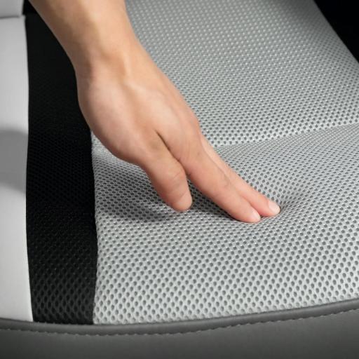  Silla Gaming Tapizada en PU y Malla Silla Gamer Giratoria con Función de Basculante Altura Ajustable Gris [7]