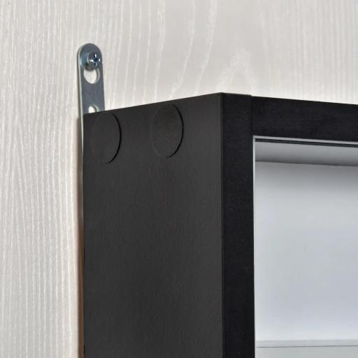 Vitrina Expositora Vitrina de Pared con Estantes Ajustables y 2 Puertas Correderas de Vidrio para Colecciones Perfumes Figuras de Decoración 80x9,5x60 cm Blanco y Negro [6]