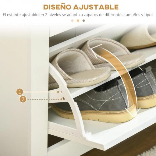Mueble Zapatero Blanco Armario Zapatero Alto con 3 Cajones Abatibles para 18 Pares de Zapatos 72x26x112 cm Blanco [4]