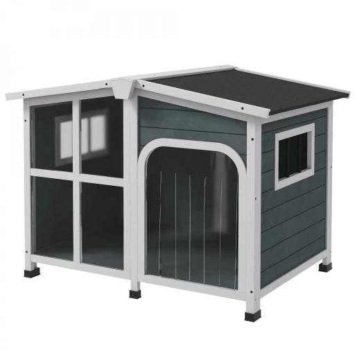 Casa para Perros Pequeños con Techo Abatible Frontal de Acrílico y Fondo Extraíble 101x66,5x70,5 cm Gris Oscuro [9]