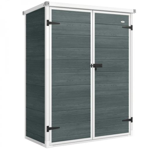 Cobertizo de Jardín Exterior de Plástico 0,81 m² 134x68,5x170 cm con Suelo 2 Estantes Plegables Puertas con Pestillo [8]