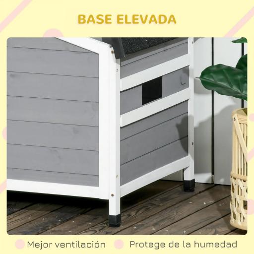 Caseta de Madera para Perros Casita para Mascotas con Techo Asfáltico y Base Extraíble 97x72x65 cm Gris [2]