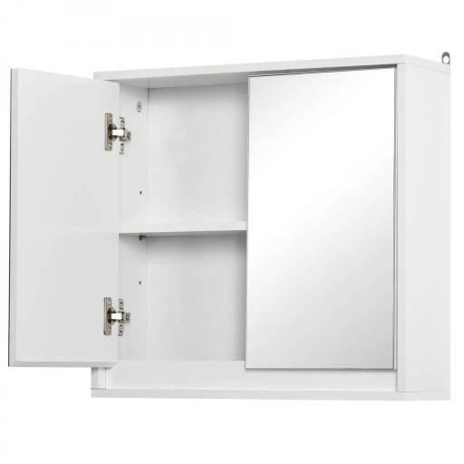 Armario de Baño con Espejo con 2 Puertas y Balda Ajustable Mueble Colgante de Estilo Moderno 48x14,5x45 cm Blanco [5]