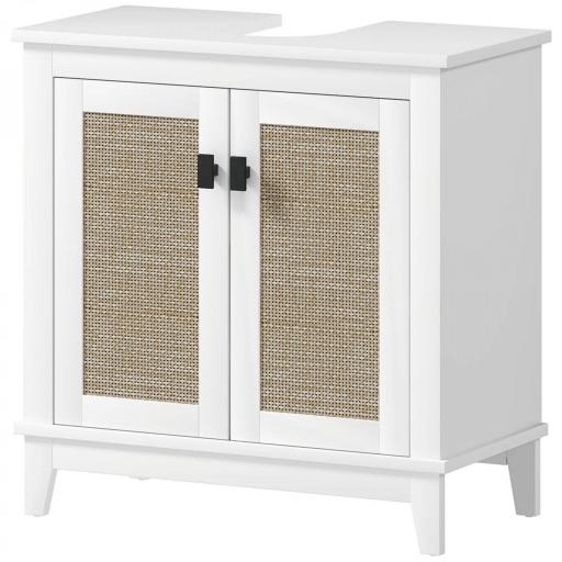 Mueble para Debajo del Lavabo con 2 Puertas 2 Estantes y Sistema Antivuelco para Cuarto Baño 60x30x60 cm Blanco [6]