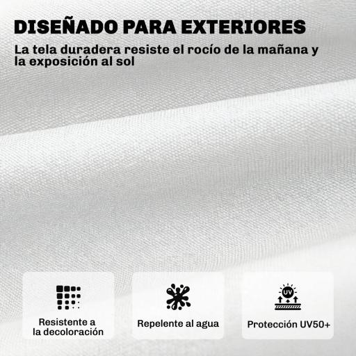 Cojín para Banco Exterior con Correas de Sujeción Protección UV50+ Rebote Lento Interior Exterior 198x65x13 cm Crema [4]