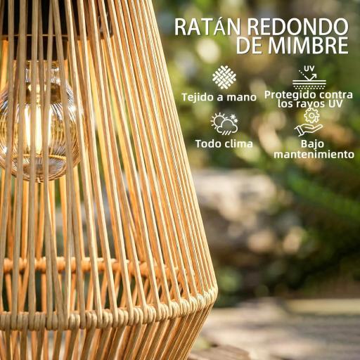 Set de 2 Farolas Solares Exterior Linternas Jardín de Ratán Colgantes con Encendido y Apagado Automático IP44 Marrón [7]