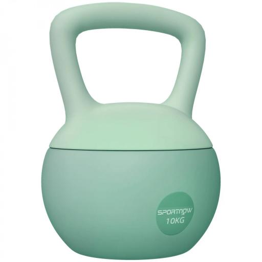 Pesa Rusa 10 kg Kettlebell Relleno de Arena Metálica y Mango Antideslizante para Entrenamiento en Casa 21x21x30 cm Verde [9]