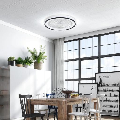 Ventilador de Techo con Iluminación RGB 6 Velocidades Motor Reversible y Control Remoto Potencia 48,5W Ø48x13 cm Blanco [7]