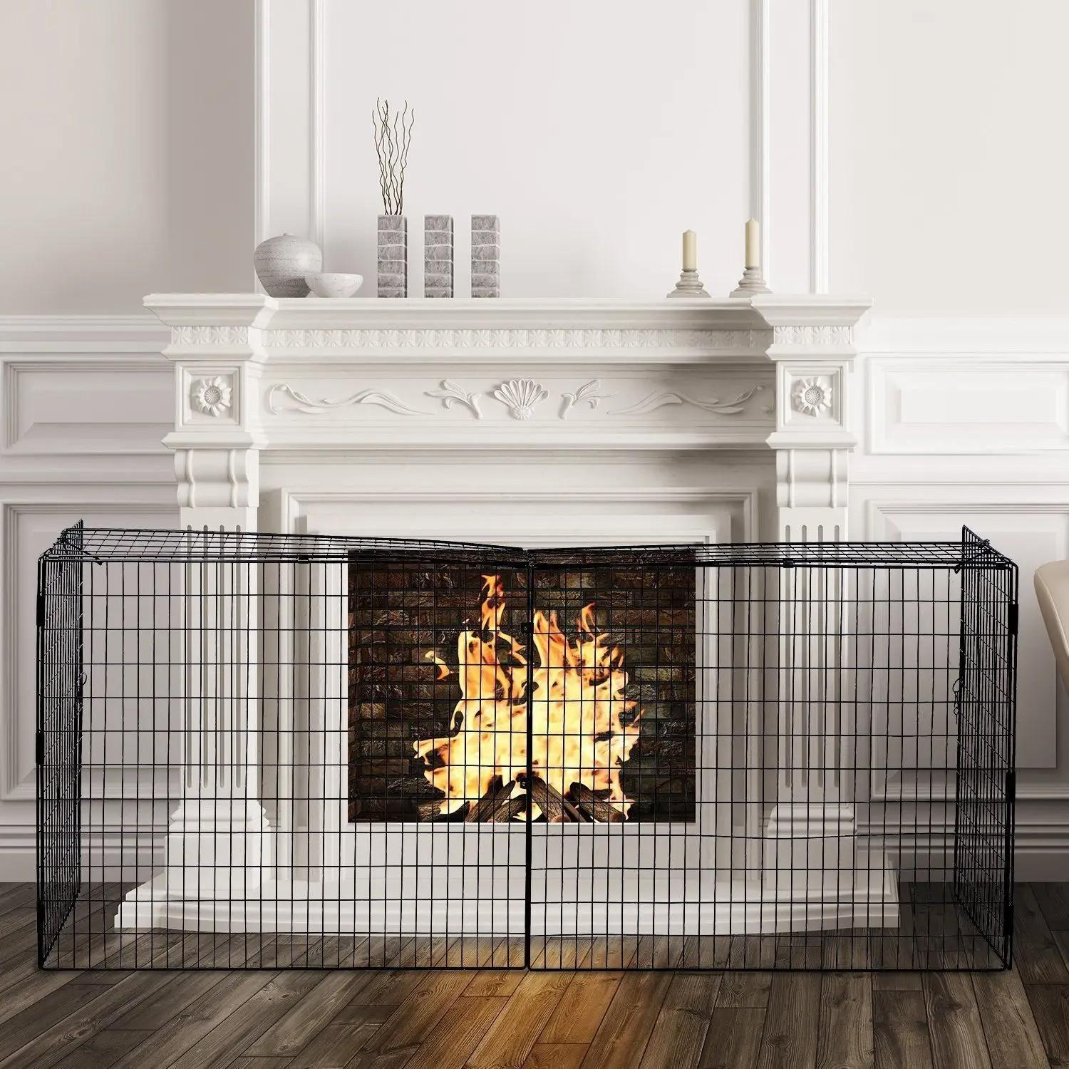 Salvachispas para Chimenea con Longitud Ajustable 81,5-160x44x68 cm Protector de Chimenea con Alambre de Metal Negro