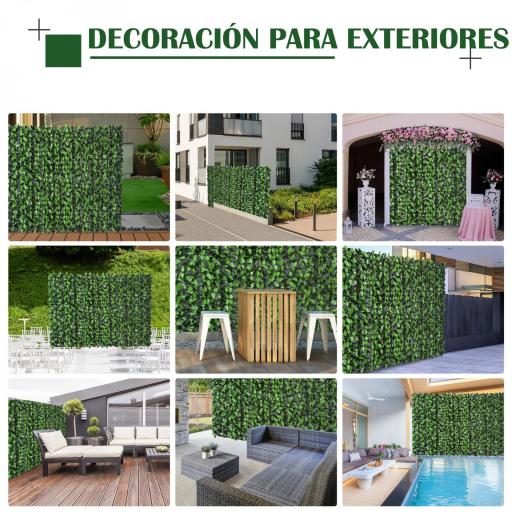 Seto Artificial en Rollo 3x1 m Pantalla de Cerca de Privacidad para Balcón Valla Jardín Exterior Planta Decorativa de Pared PE Fácil Montaje Verde [5]
