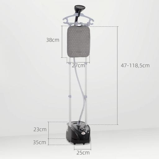 Plancha de Vapor Vertical 1950W 2 L con Temperatura Ajustable en 11 Niveles y Barra Telescópica Negro [6]