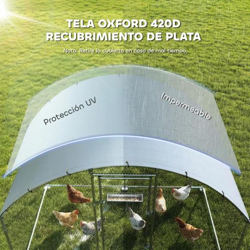 Gallinero para Exterior 2,8x1,7x1,9 m Cubierta de Tela Oxford Anti-UV Impermeable Pestillos para 5-8 Gallinas Plata [5]