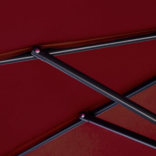 Sombrilla de Jardín Ø295 cm Parasol Excéntrico Inclinable con Manivela Base Cruzada y Soporte de Acero Granate [8]