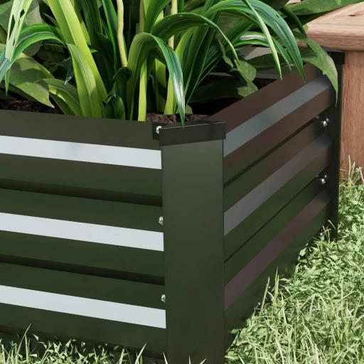 Set de 2 Jardineras de Exterior de Acero Rectangulares para Cultivos Plantas Flores para Patio 100x60x30 cm Gris Oscuro [7]