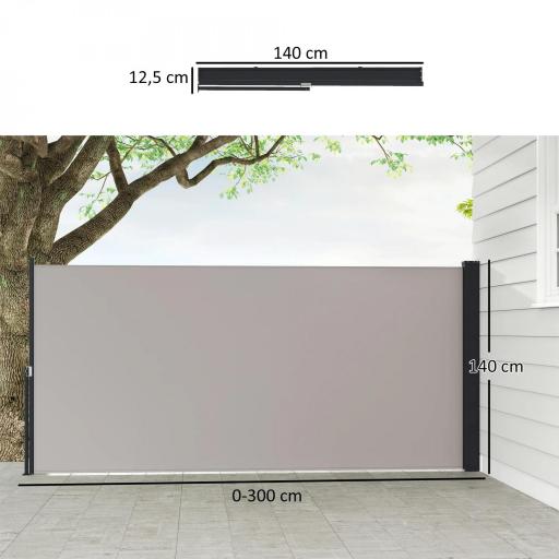 Toldo Lateral Retráctil Pantalla Enrollable Mampara de Privacidad Impermeable y Anti-UV Protege la Privacidad Gris Claro [6]