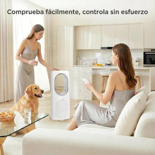 Ventilador de Torre sin Aspas con Mando a Distancia Oscilación 45° 3 Velocidades 3 Modos Temporizador 15H Blanco [5]