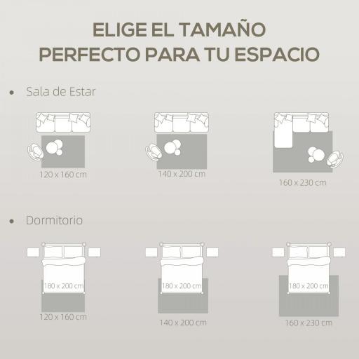 Alfombra Salón 120x160 cm Lavable en Lavadora Pelo Largo Estilo Moderno Tapete para Sala de Estar Dormitorio Crema [5]