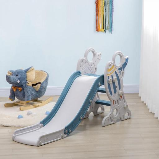 Tobogán Infantil para Niños de 18-36 Meses con 3 Escalones Antideslizantes para Interior Exterior 157x46,5x80 cm Gris [7]