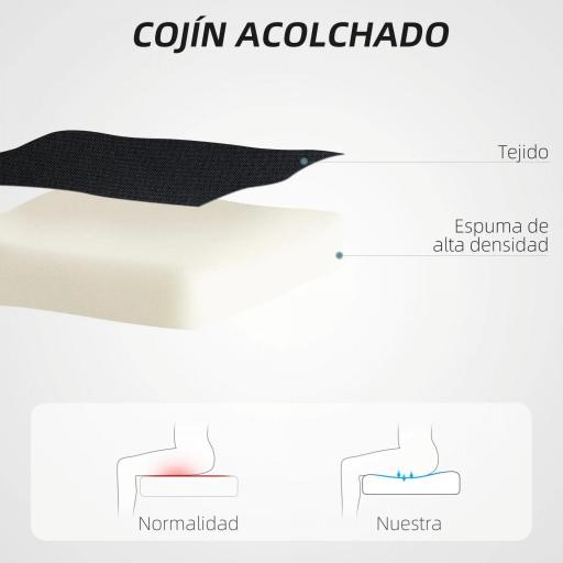 Silla de Oficina con Ruedas Altura Ajustable y Tapizado en Lino Sintético para Oficina o Estudio 53x43x85-93 cm Negro [2]