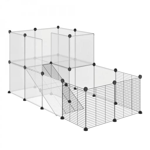 Parque para Mascotas con 27 Paneles y Forma Personalizable para Cobayas Conejos Chinchillas 140x70x70 cm Transparente [8]