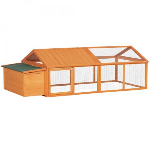 Gallinero de Madera Grande de Exterior para 4-8 Gallinas con Techo Abatible y Nido 240x112,5x76 cm Natural [9]