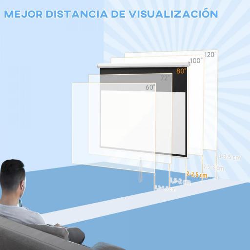 Pantalla de Proyección Portátil 80 Pulgadas Formato 16:9 con Altura Ajustable 172x96 cm Blanco [4]