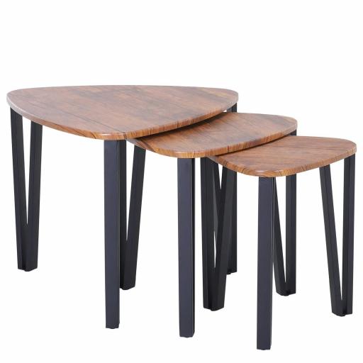  3 Mesitas de Café Mesa de Centro Minimalista Patas de Acero con Funda de Plástico Mesa Nido para Salón Sofá 56x54.2x45.4cm [8]