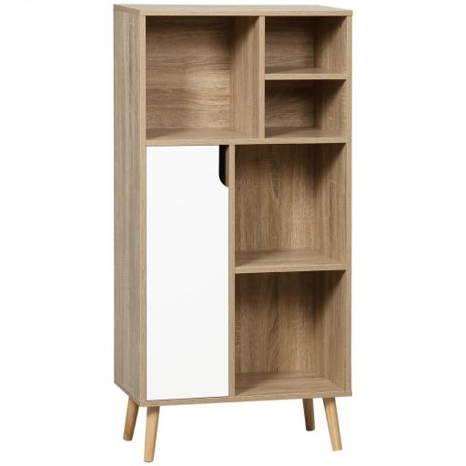 Mueble Aparador Alto Armario Auxiliar de Salón con 5 Compartimentos y 1 Puerta Multiusos para Comedor Cocina Dormitorio [3]
