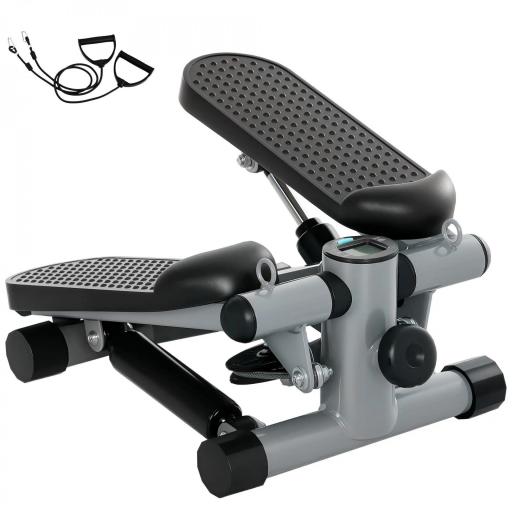 Mini Stepper Compacto para Hacer Ejercicio en Casa con Bandas de Resistencia Monitor LCD Pedales Antideslizantes Gris [9]