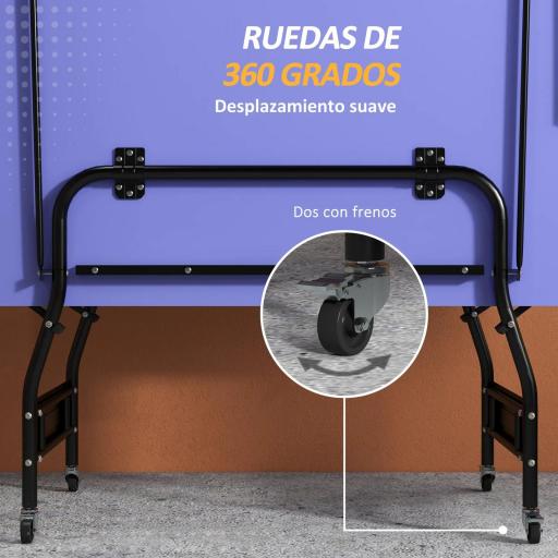 Mesa de Ping-Pong Tamaño Estándar con 4 Ruedas Red 2 Paletas y 3 Pelotas para Interior 274x152,5x76 cm Azul [7]