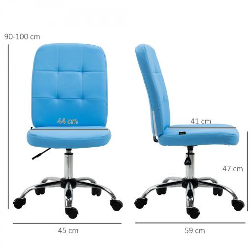 Silla de Oficina sin Brazos Silla de Escritorio Giratorio de Piel Sintética con Altura Ajustable 45x59x90-100 cm Azul [1]