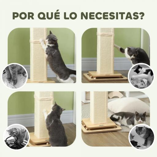 Rascador para Gatos Arañador para Gatos con Bola Colgante Juguete de Pelota de Pista y Poste de Sisal Roble [3]