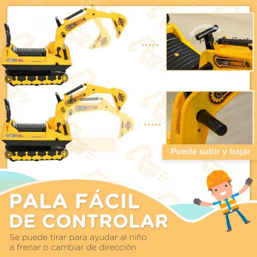 Excavadora sin Pedales con Brazo Móvil Correpasillos con Asiento de Almacenaje 78x24x58,5 cm Amarillo [2]