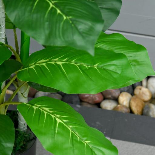 Planta Artificial Hoja Perenne Altura 95 cm con 33 Hojas Realistas en Maceta de Cemento Árbol Artificial para Interior Decoración Salón Oficina Verde [7]