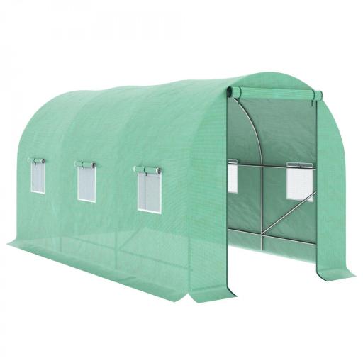 Invernadero de Exterior 4x2x2 m Invernadero de Túnel con 6 Ventanas de Malla y Puerta Enrollable con Cremallera Invernadero de Huerto Anti-UV para Patio Jardín Verde [9]