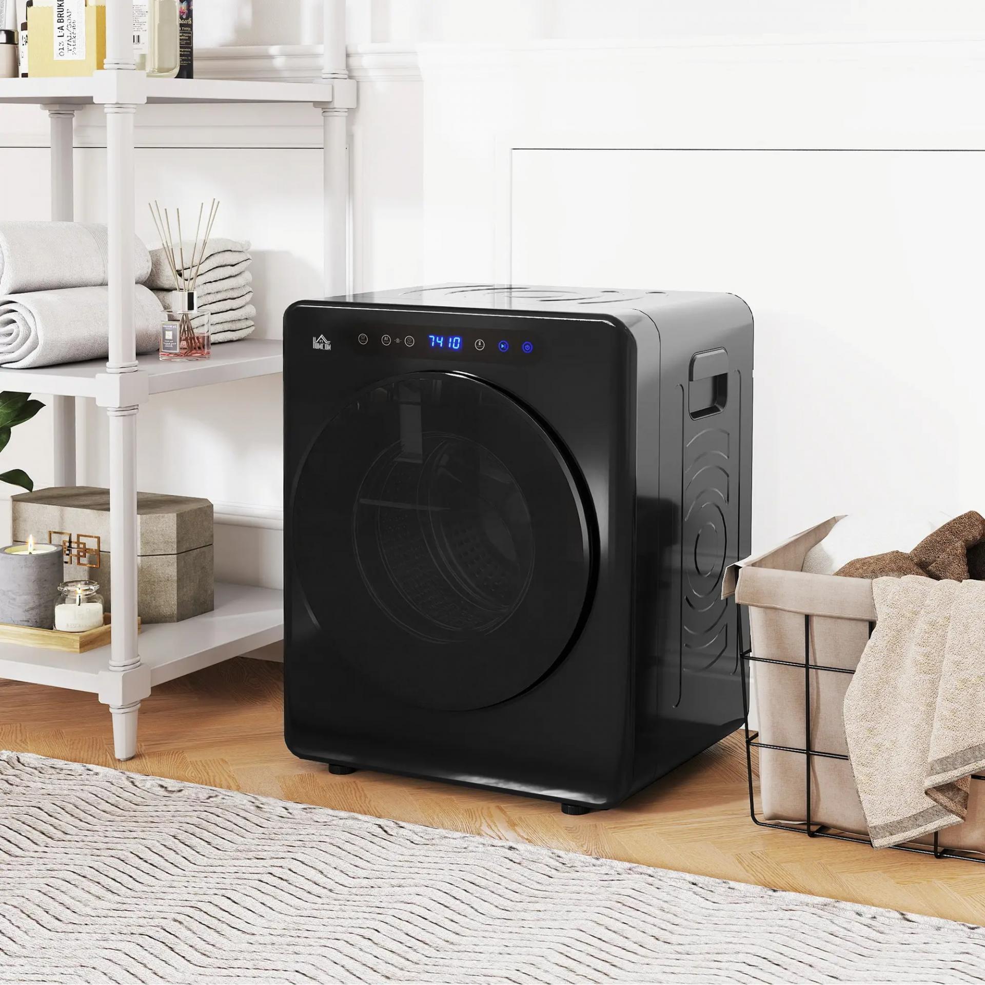 Secadora de Evacuación 5 KG 1000W Función Antiarrugas Función Esterilizar Temporizador Pantalla LED Táctil Negro