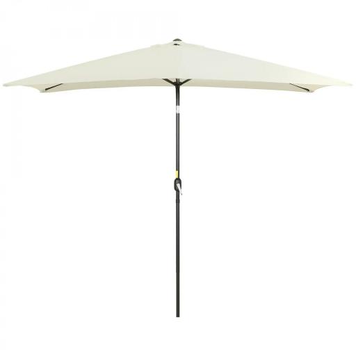 Sombrilla de Aluminio 195x295x253 Parasol Rectangular de Jardín Inclinable con Manivela y Poste Desmontable Crema [8]