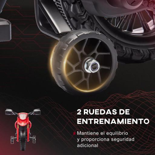 Moto Eléctrica para Niños de +3 Años Moto de Batería para Niños 12V con Ruedas Auxiliar y Bocina Carga 30 kg Rojo [4]